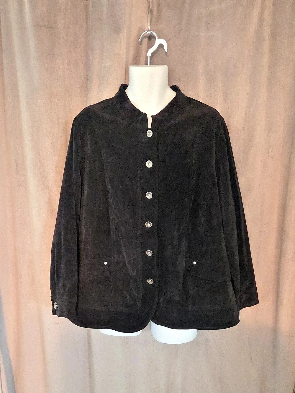 Penningtons Black Corduroy Button-Front Jacket 2X